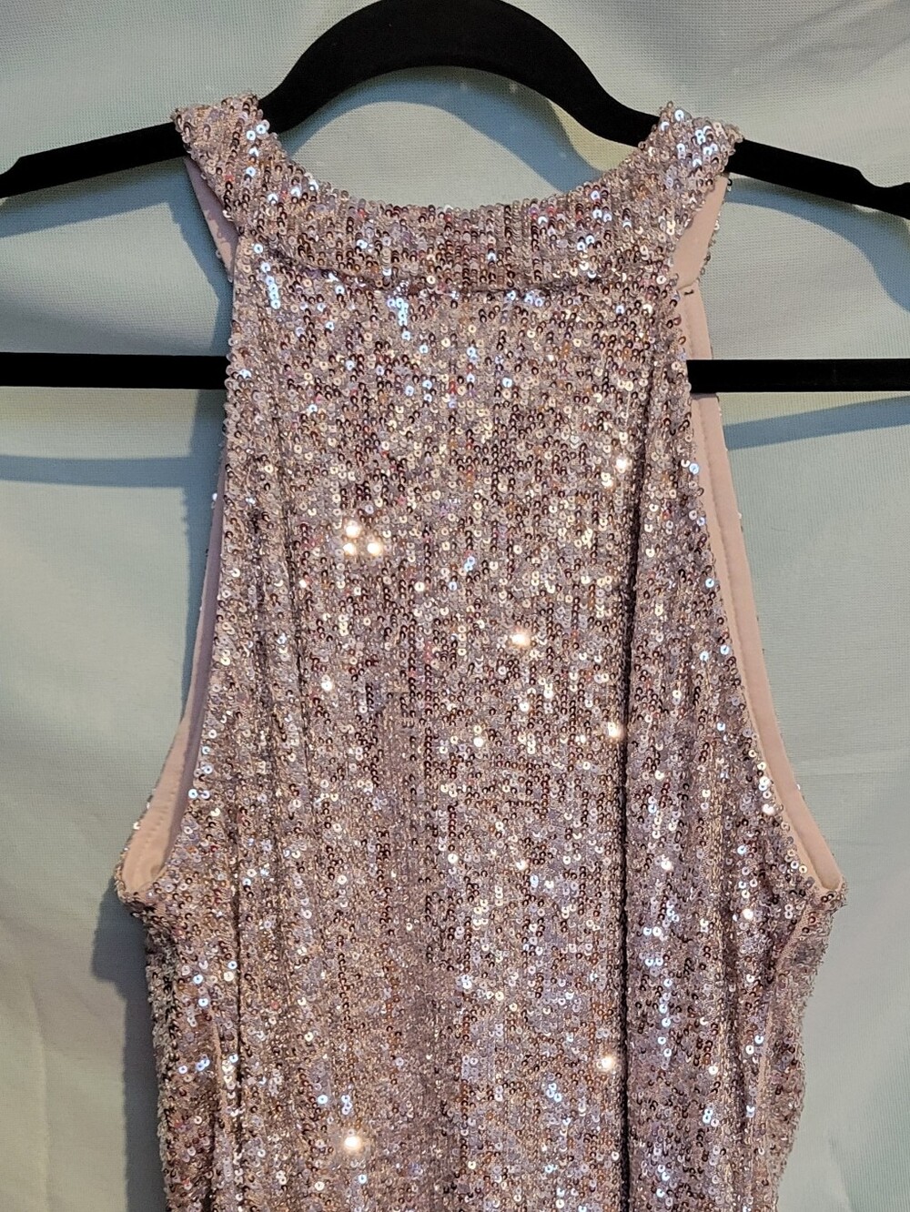 Sequin High-Neck Tank Blouse - Rose Gold